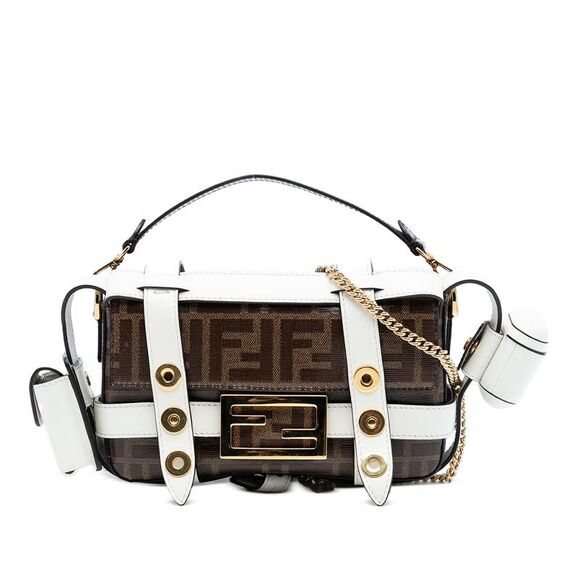 Fendi Handbags - Fendi Mini Zucca Glazed Fabric Cage Baguette Satchel